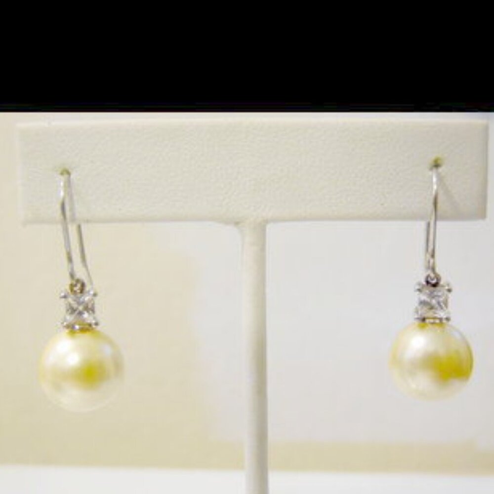 Pearlfection Cream Color Faux South Sea Pierced Drop Earrings